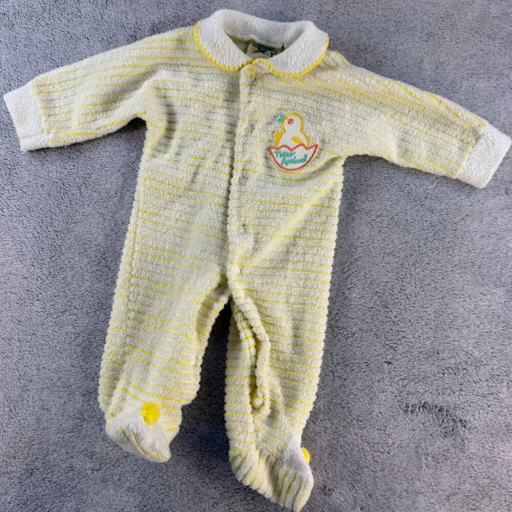 Vintage JCPenney Toddletime Baby Sleeper XS Birth-9 Lbs Terry Duck New Arrival